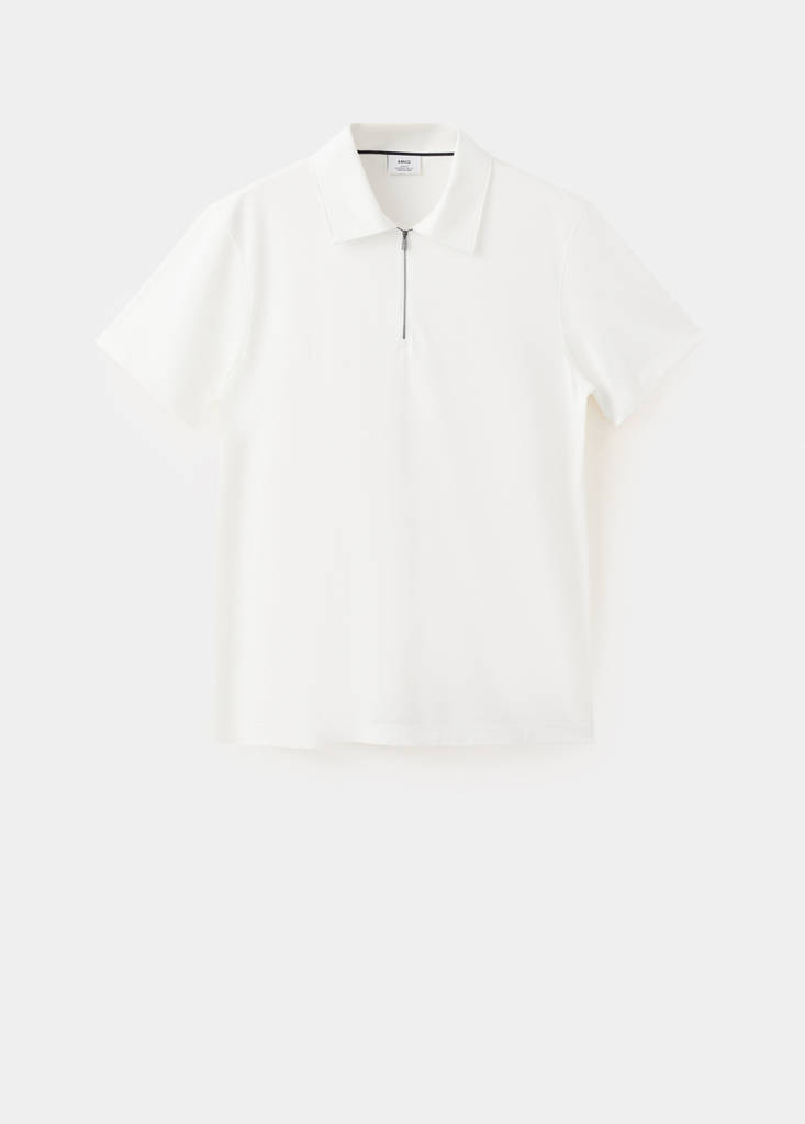 Regular fit zip polo — White