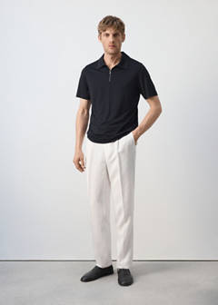 Regular fit zip polo — Navy 2