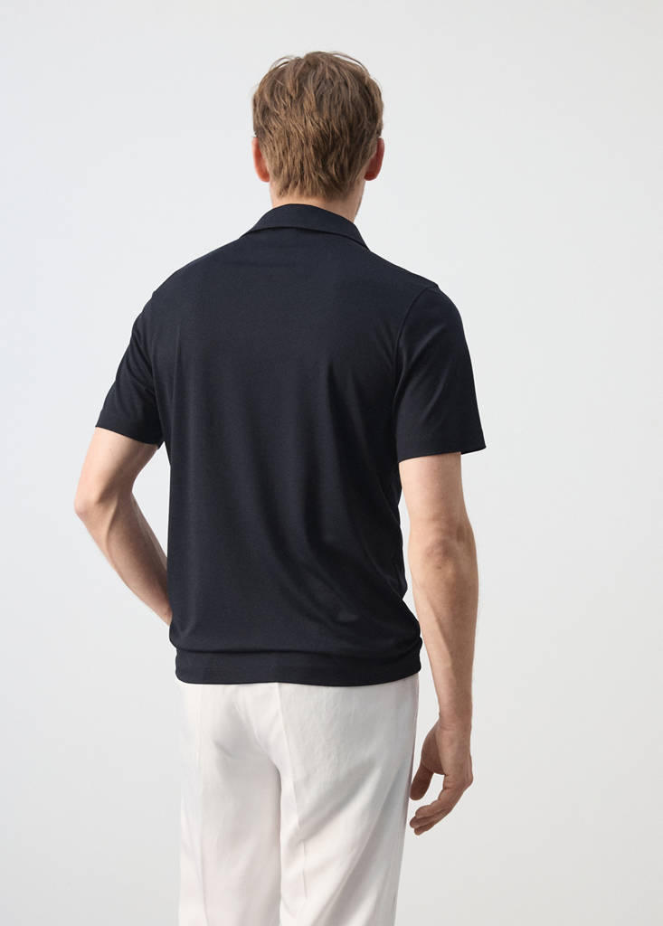 Regular fit zip polo — Navy
