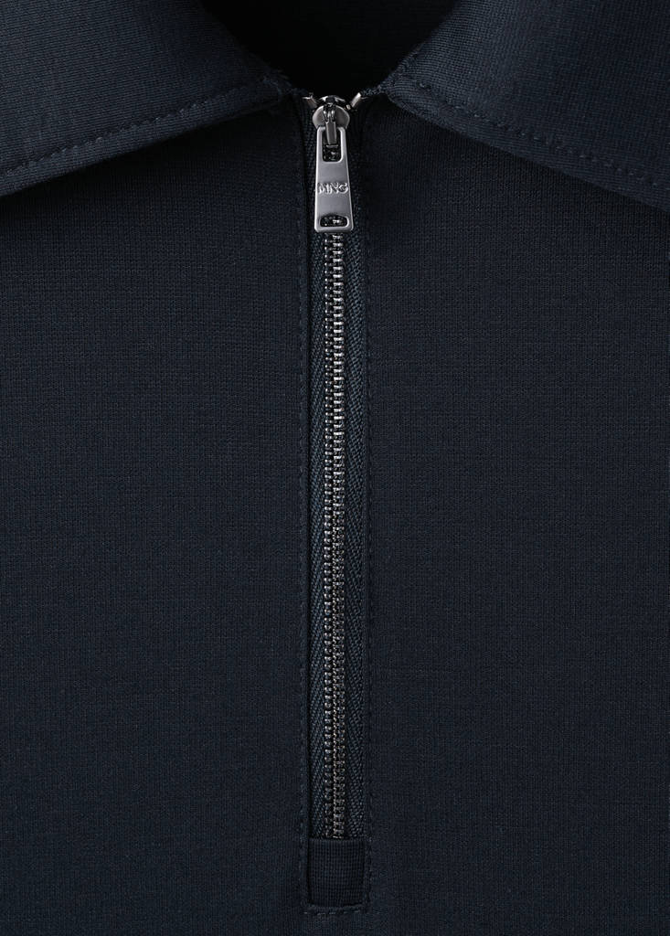 Regular fit zip polo — Navy