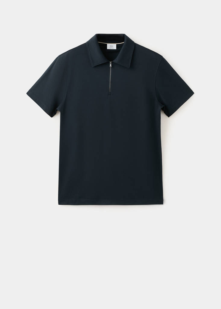 Regular fit zip polo — Navy