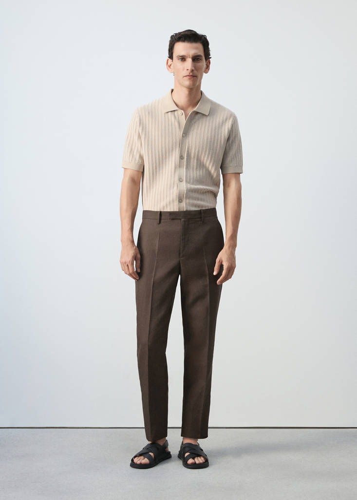 Lyocell linen blend suit trousers — Brown
