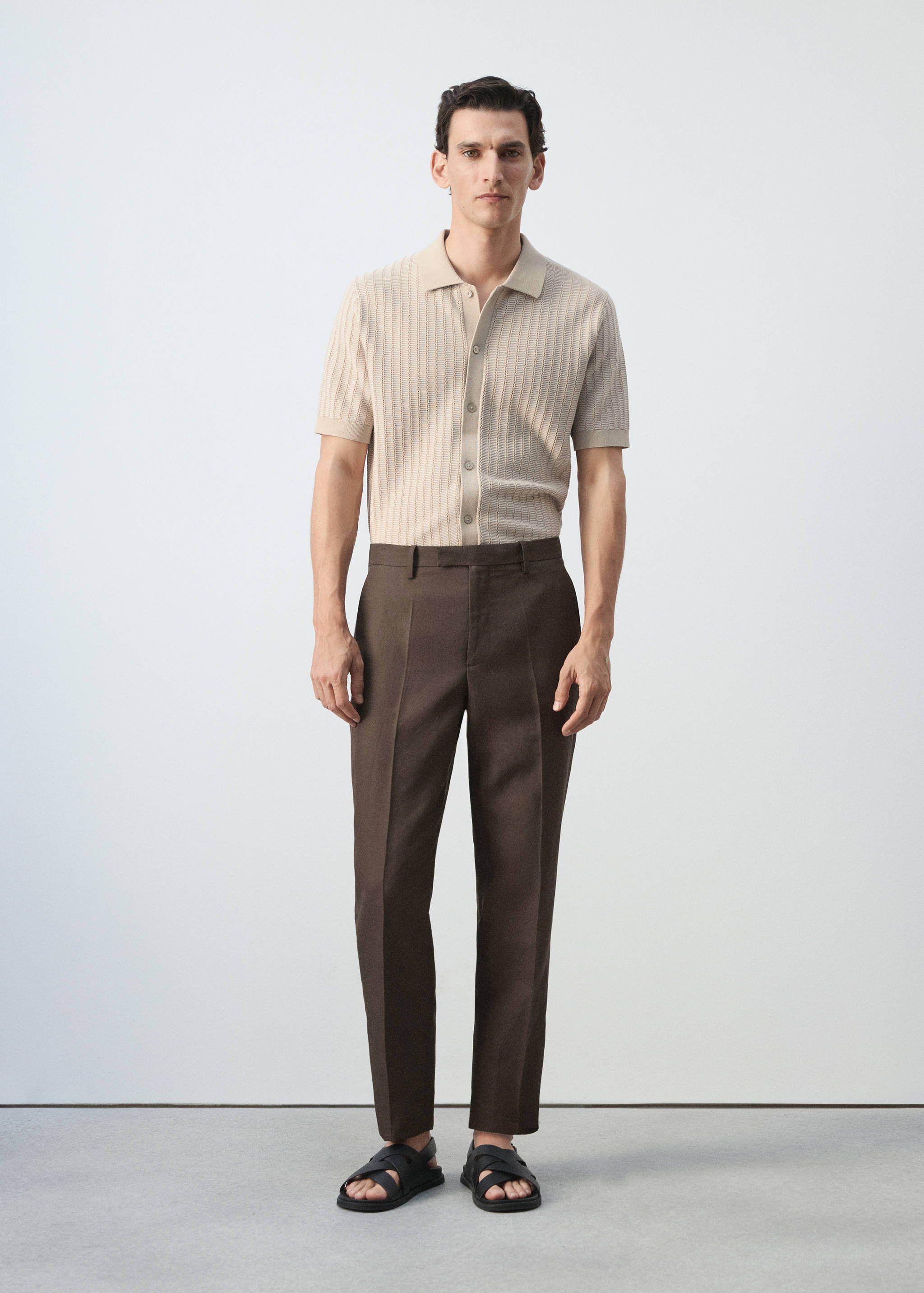Linen-lyocell blend suit trousers - General plane