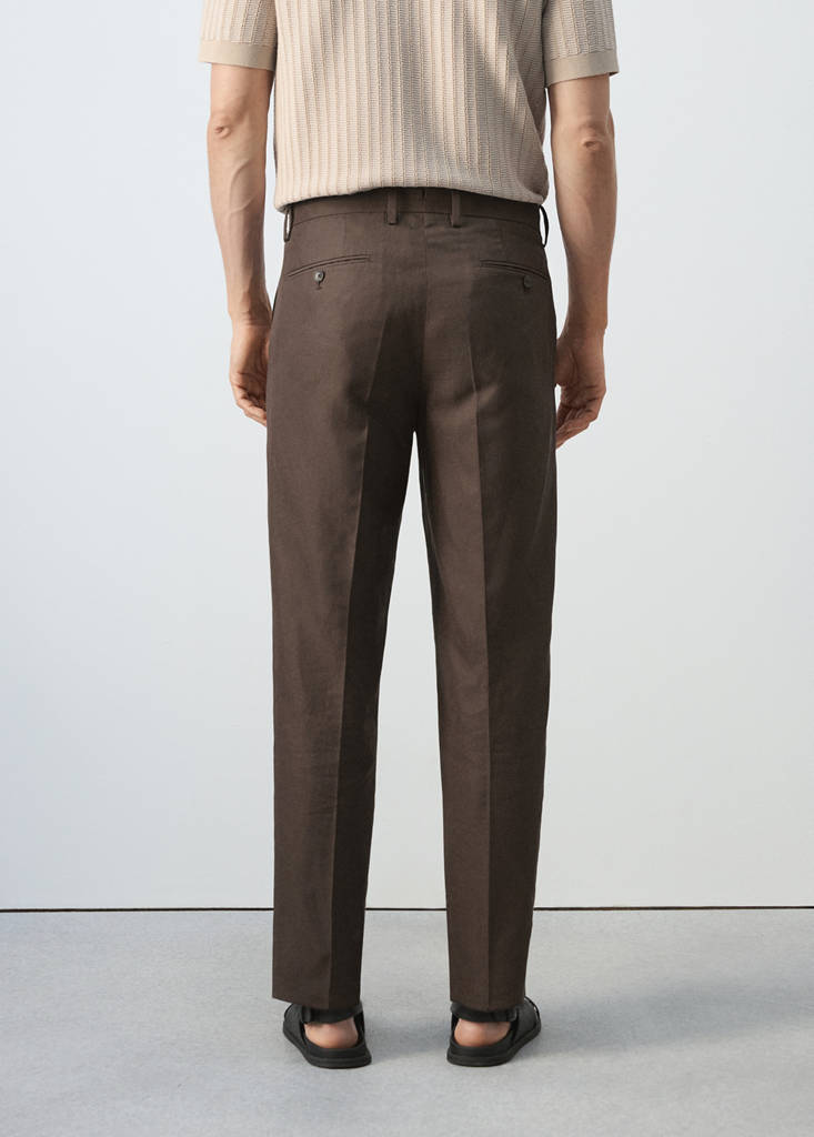 Lyocell linen blend suit trousers — Brown