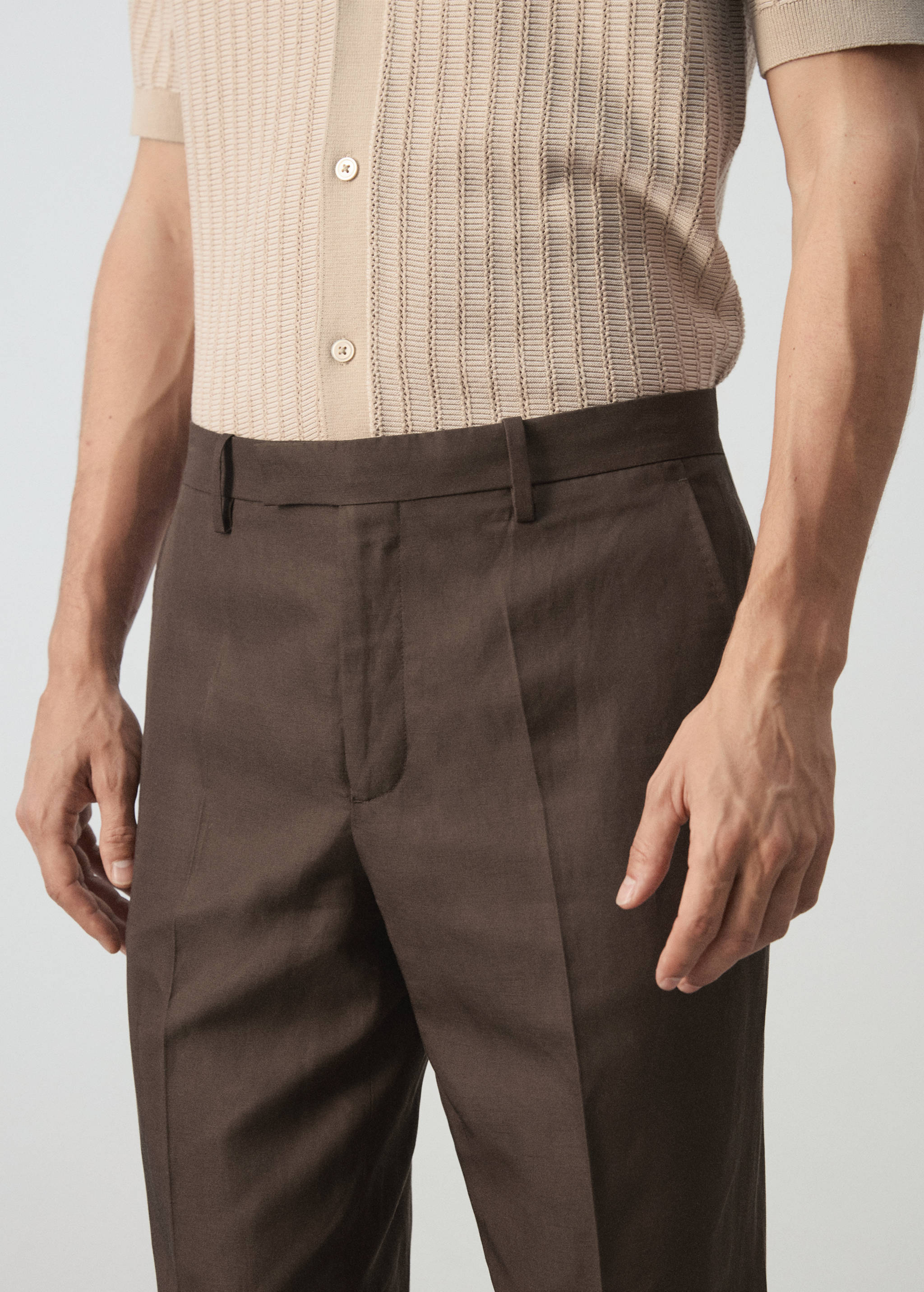 Linen-lyocell blend suit trousers - Details of the article 1