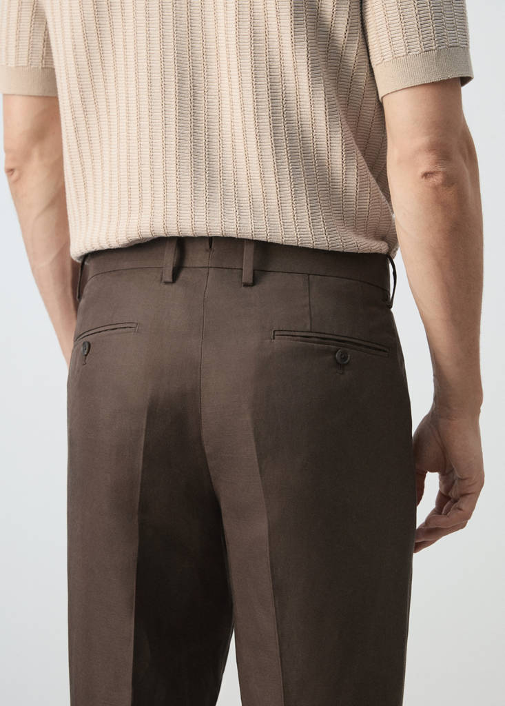 Lyocell linen blend suit trousers — Brown