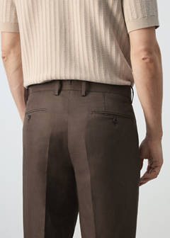 Lyocell linen blend suit trousers — Brown 6