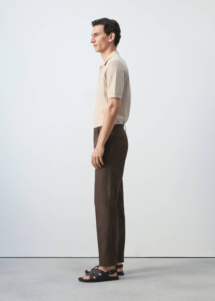 Lyocell linen blend suit trousers — Brown