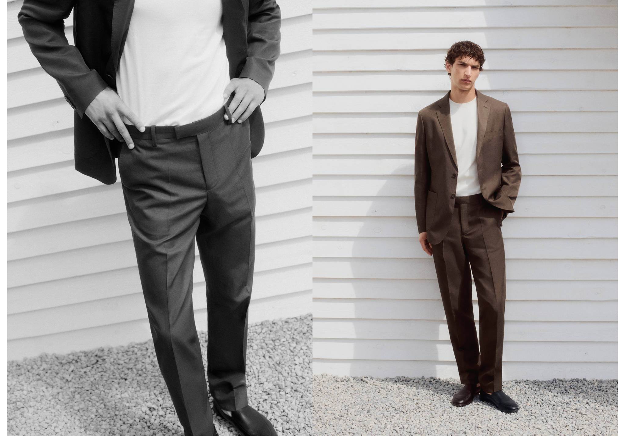 Linen-lyocell blend suit trousers - Panoramic plane