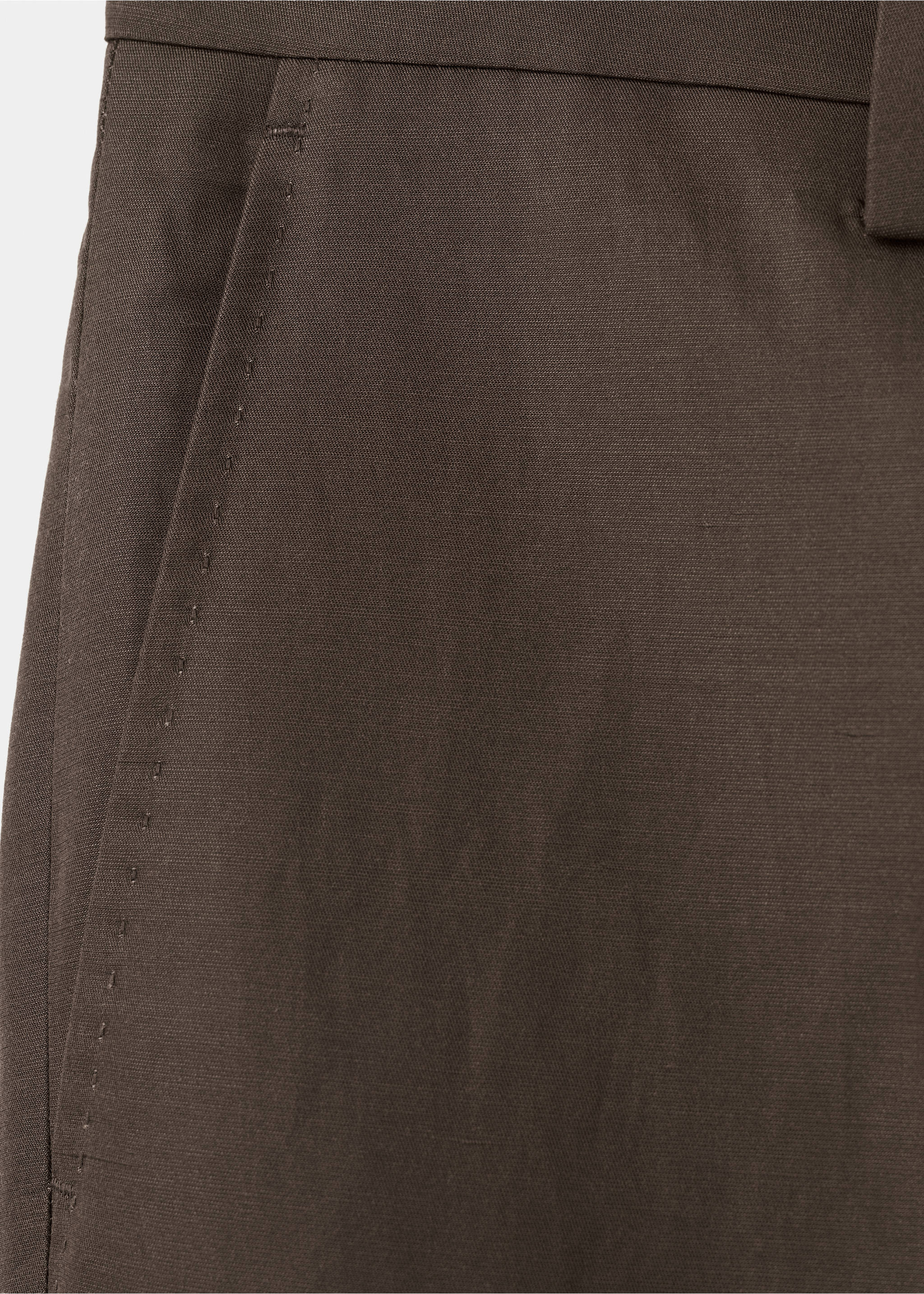 Pantalón traje mezcla lino lyocell - Detalle del artículo 0, Marrón. Ref: 37021372-00.