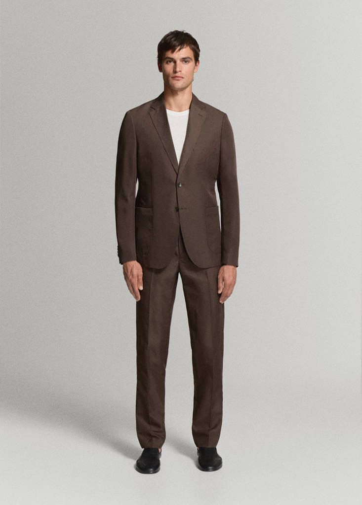 Lyocell linen blend suit trousers — Brown