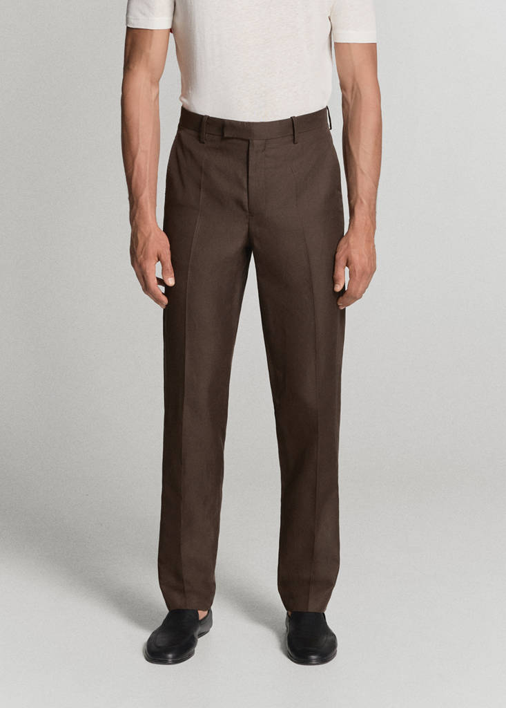 Lyocell linen blend suit trousers — Brown