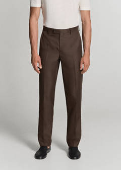 Lyocell linen blend suit trousers — Brown 13