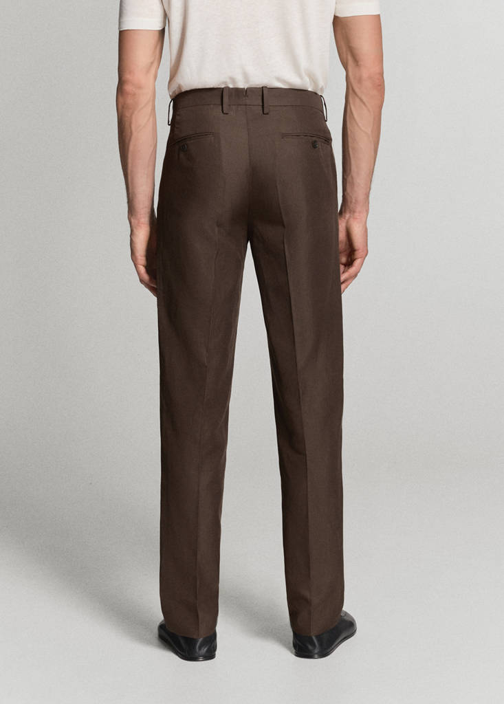 Lyocell linen blend suit trousers — Brown