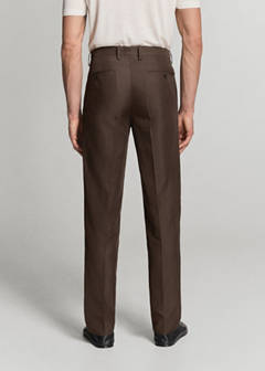 Lyocell linen blend suit trousers — Brown 15
