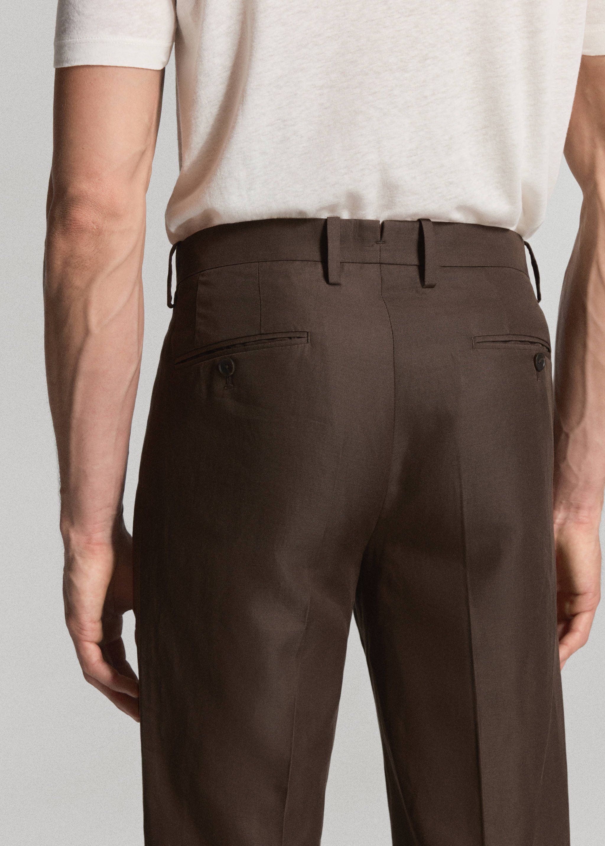 Pantalón traje mezcla lyocell  lino - Detalle del artículo 3