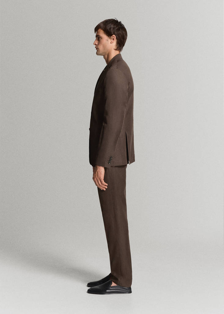Lyocell linen blend suit trousers — Brown