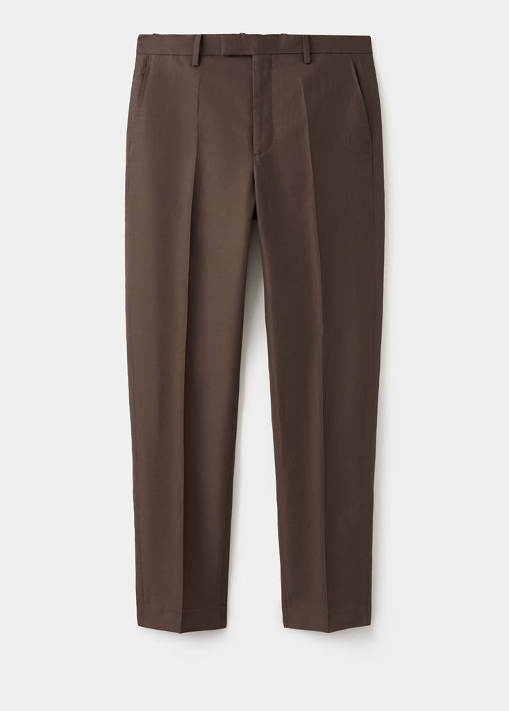 Lyocell linen blend suit trousers — Brown
