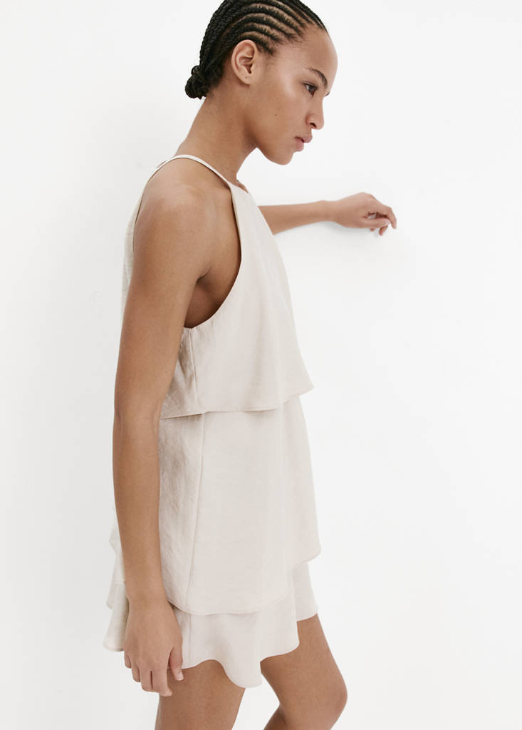 Modal ruffle dress — Ecru