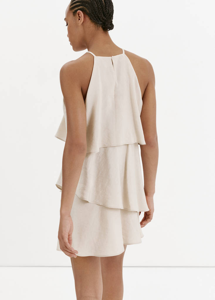 Modal ruffle dress — Ecru