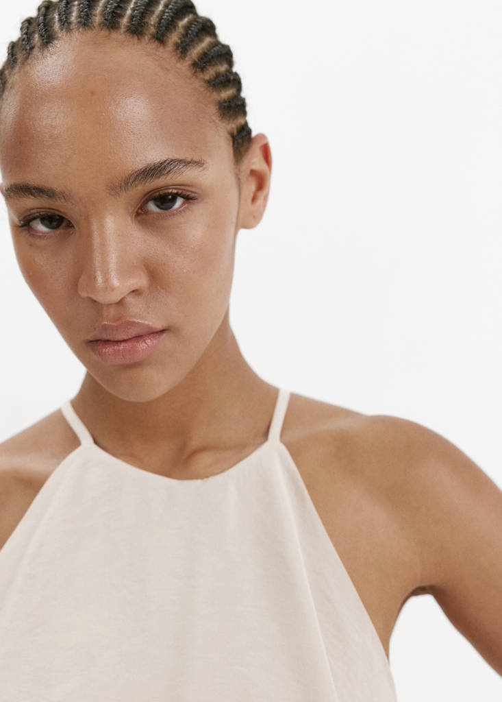 Modal ruffle dress — Ecru