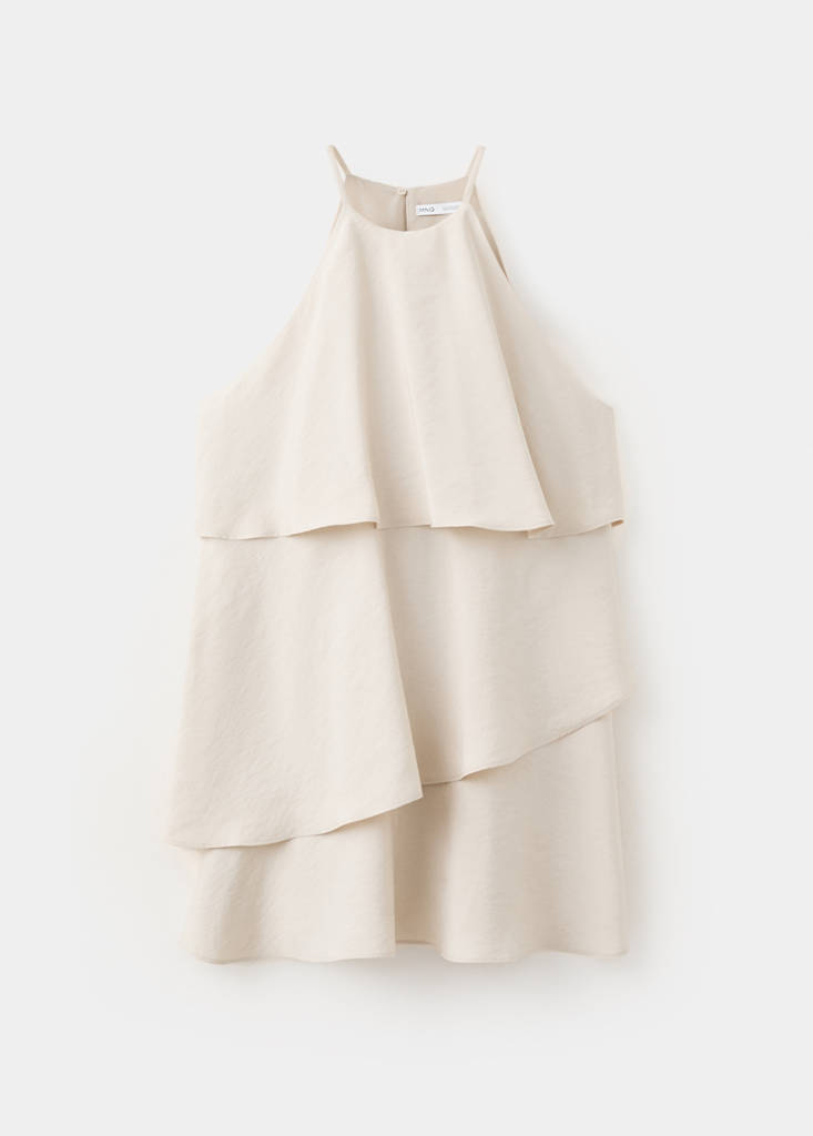Modal ruffle dress — Ecru