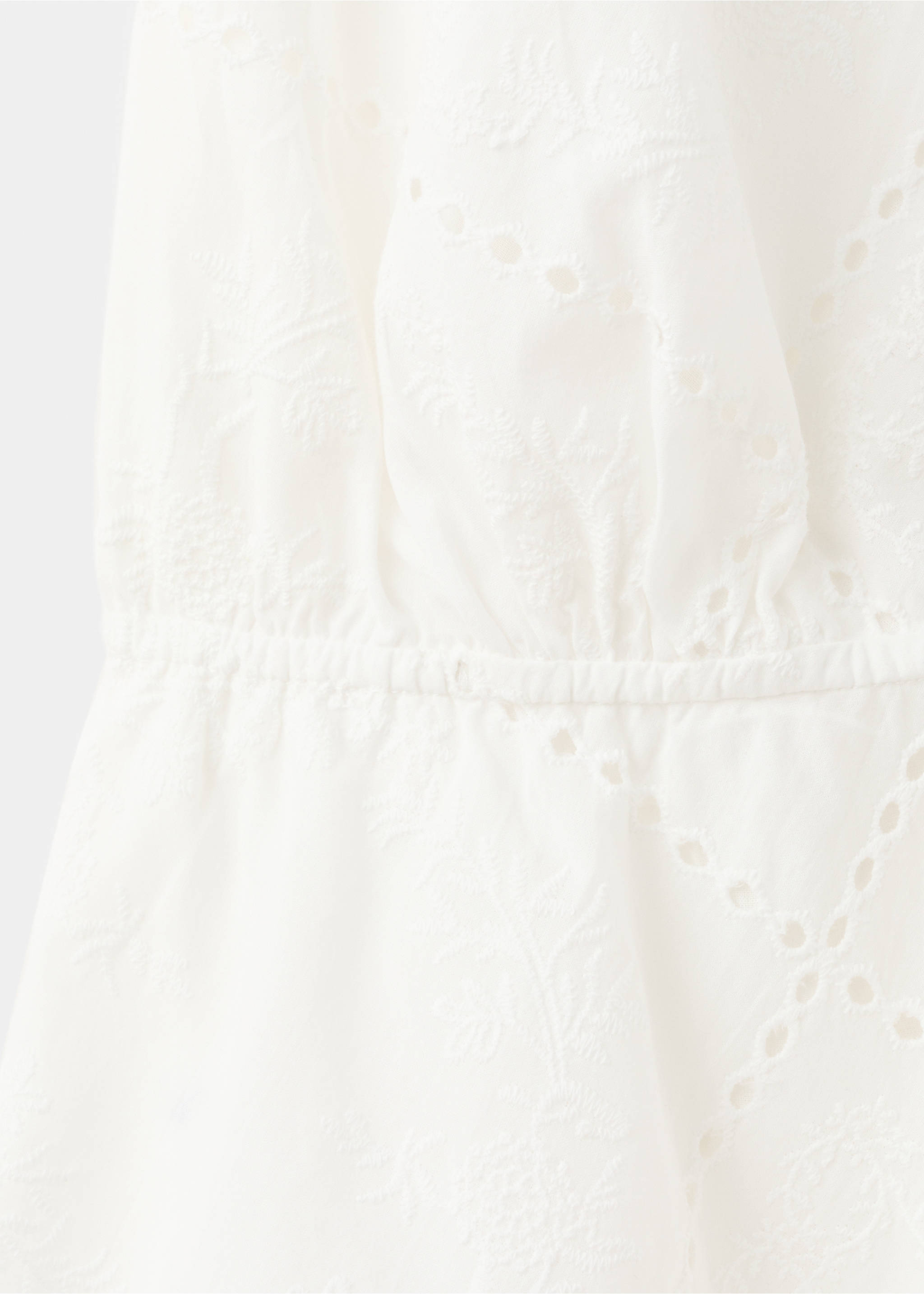 Robe évasée avec broderies ajourées - Détail de l'article 8, Blanc. Ref: 37021379-00.