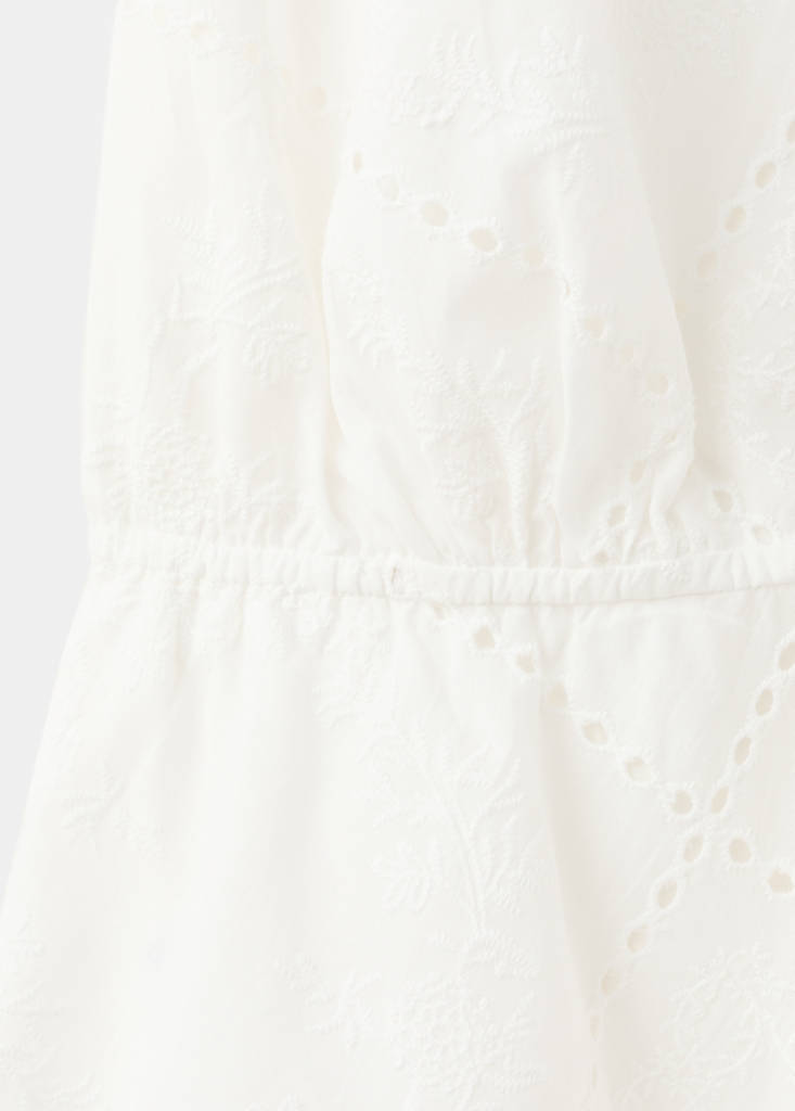 Halter dress with broderie anglaise — White
