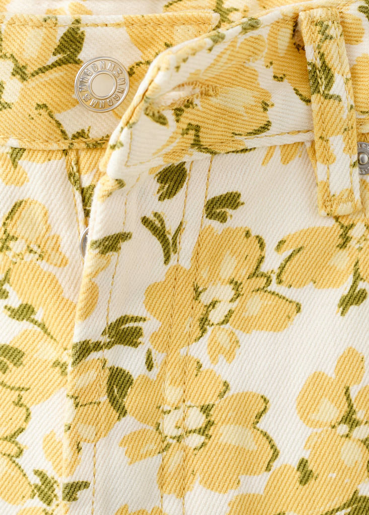 Straight-leg jeans with floral pattern — Yellow