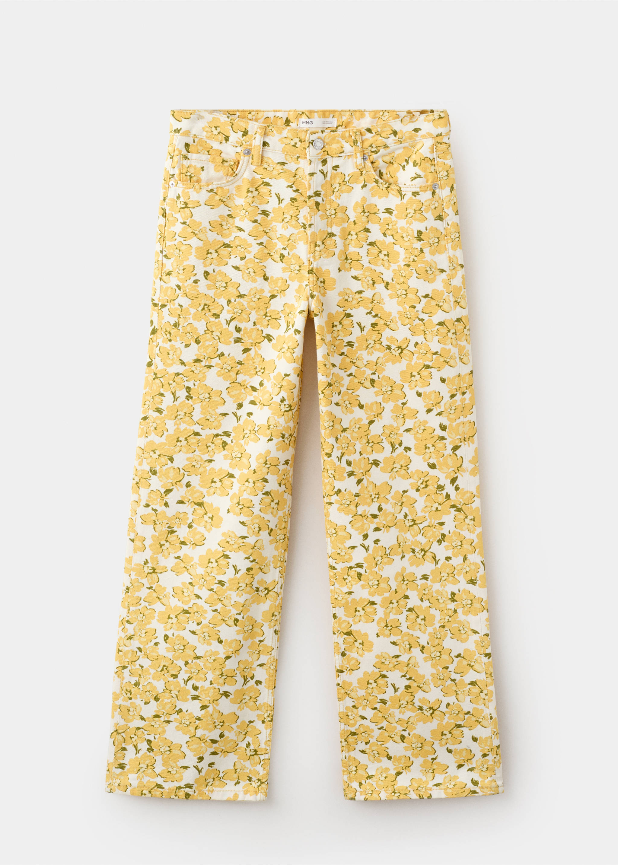 Straight-leg jeans with floral pattern - Article without model, Yellow. Ref: 37021380-00.