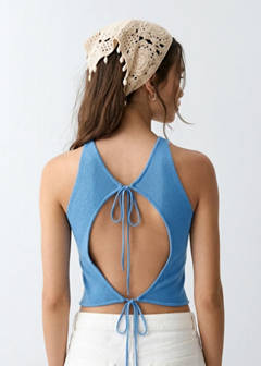 Open back knitted top — Blue 6