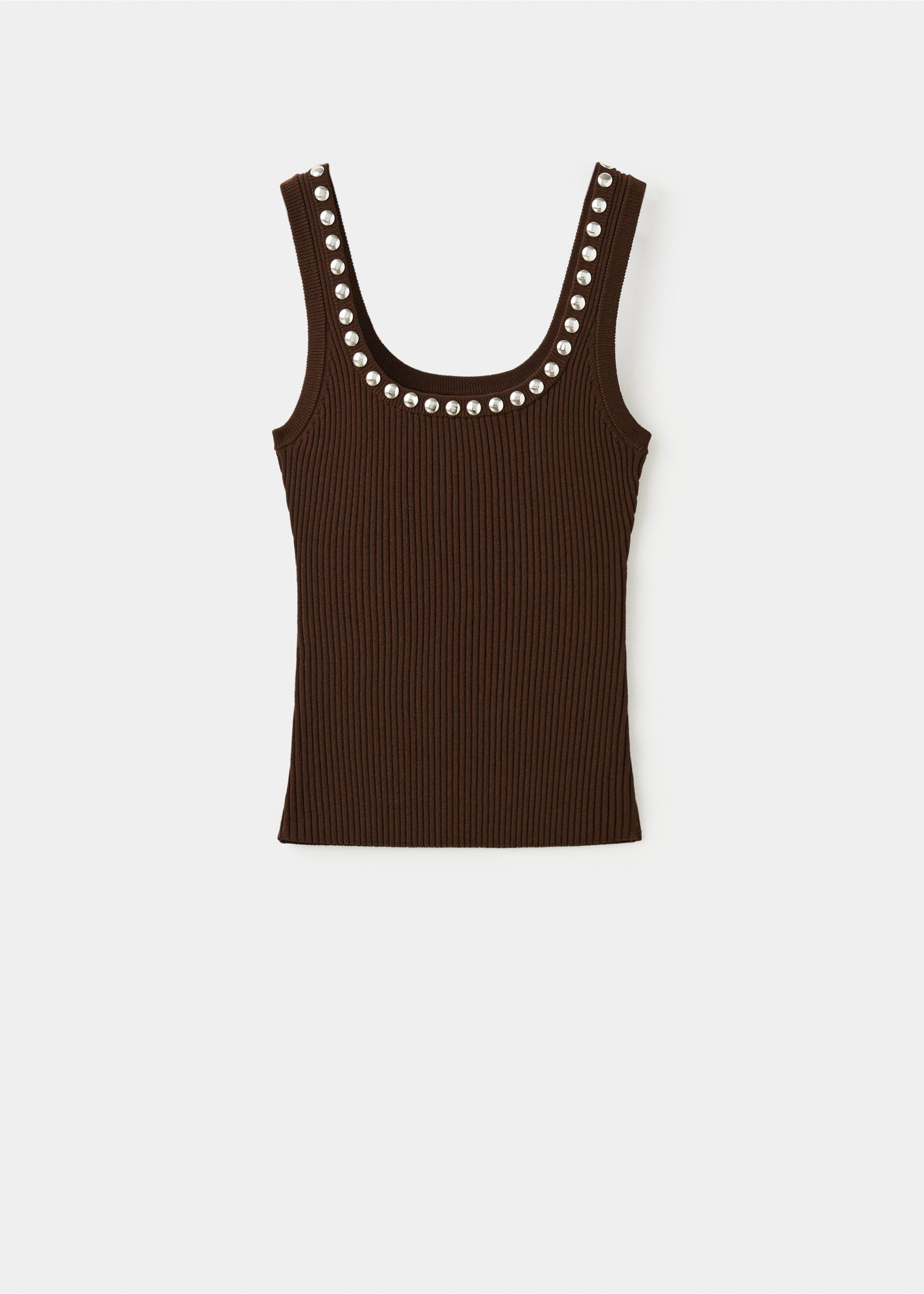 Ribbed top with studs - Article without model, Chocolate. Ref: 37021384-00.
