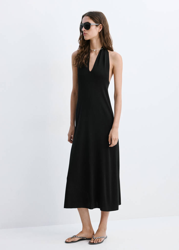 Halter dress with back detail — Black