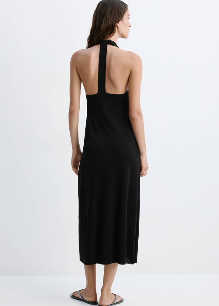 Halter dress with back detail — Black