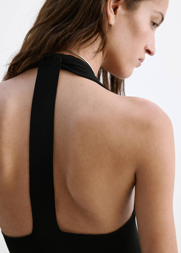 Halter dress with back detail — Black