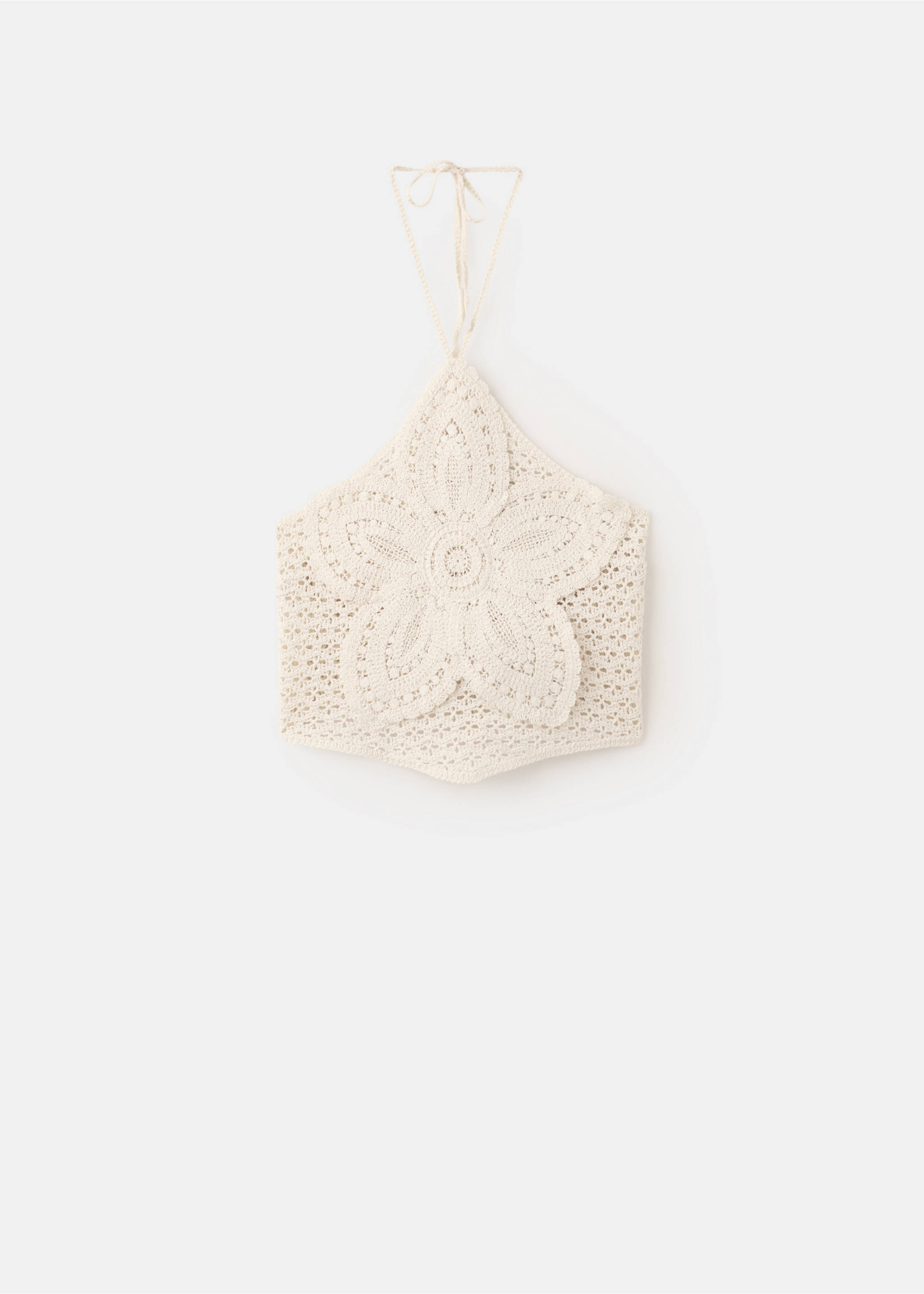 Crochet floral top - Article without model, Ecru. Ref: 37021386-00.