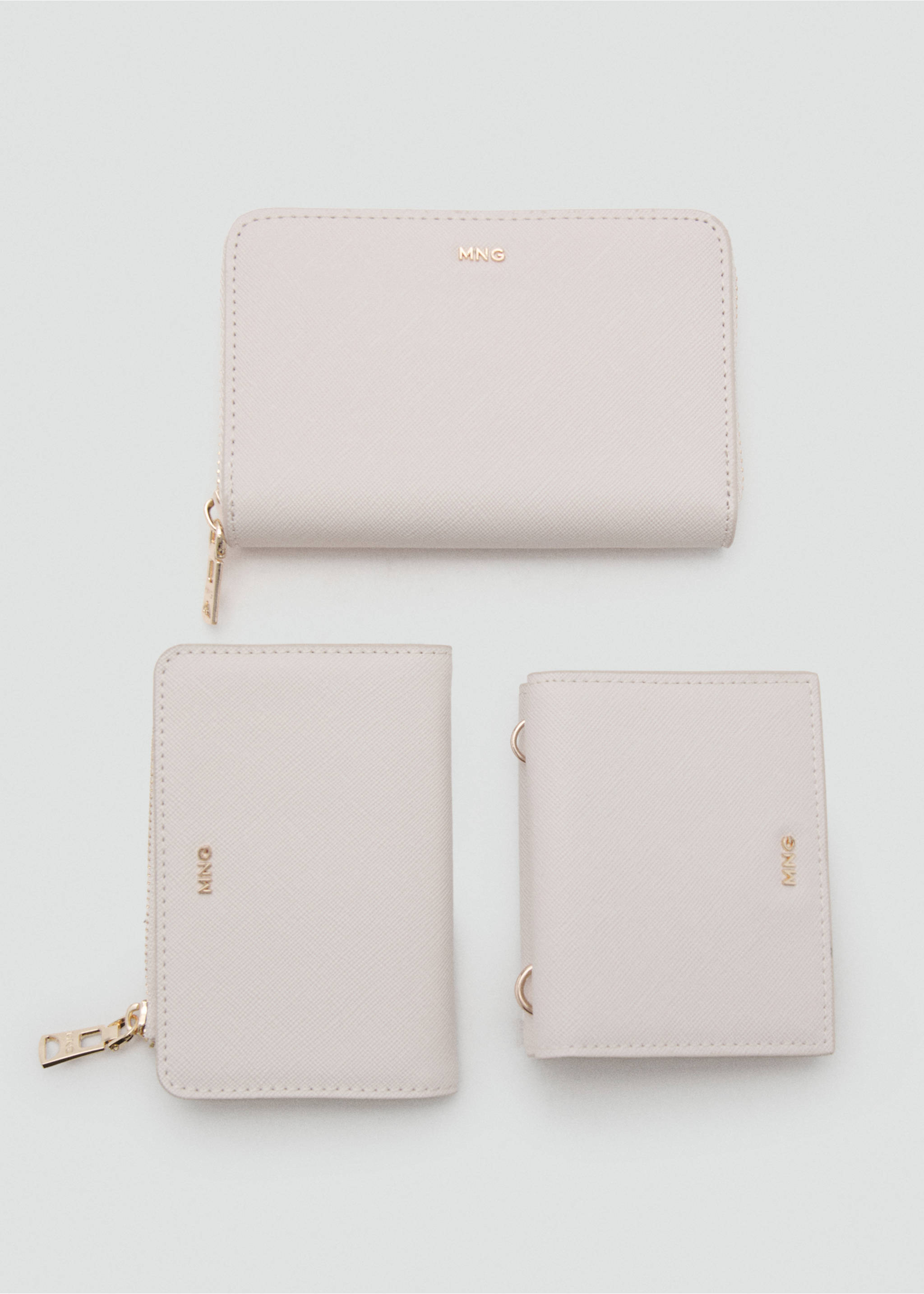 Small wallet with Saffiano effect - Details of the article 2, Ice Grey. Ref: 37021388-00.