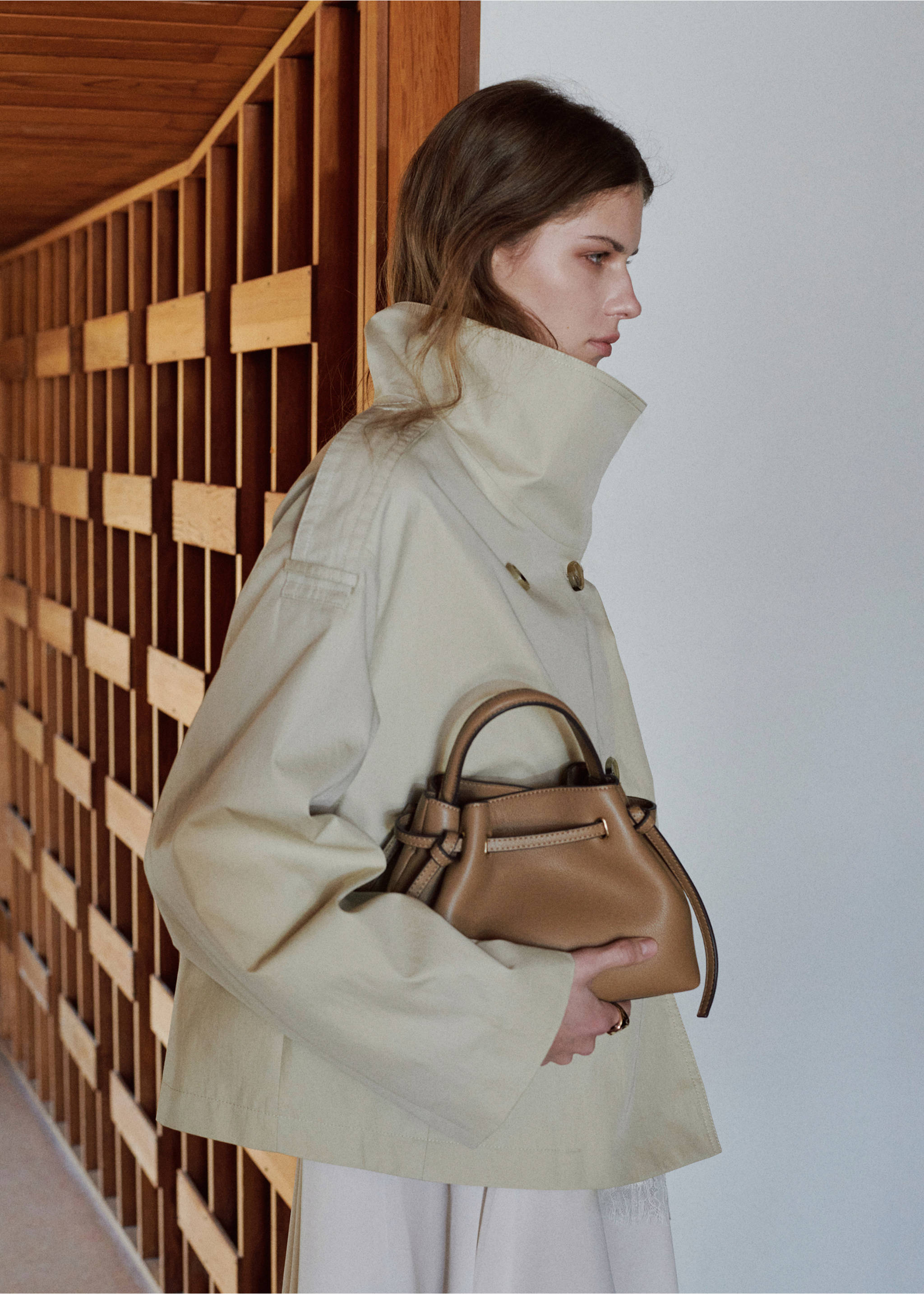 Faux-leather bucket handbag - General plane, Medium Brown. Ref: 37021389-00.