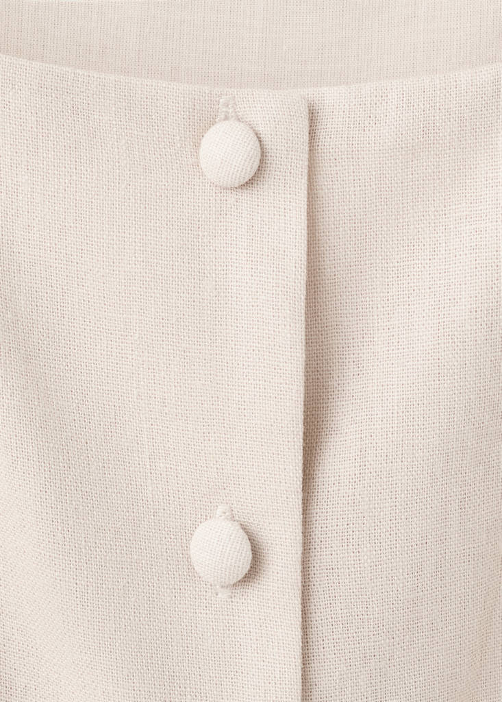 Linen cropped playsuit with belt — Sand