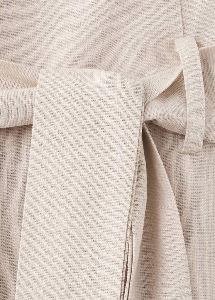 Linen cropped playsuit with belt — Sand