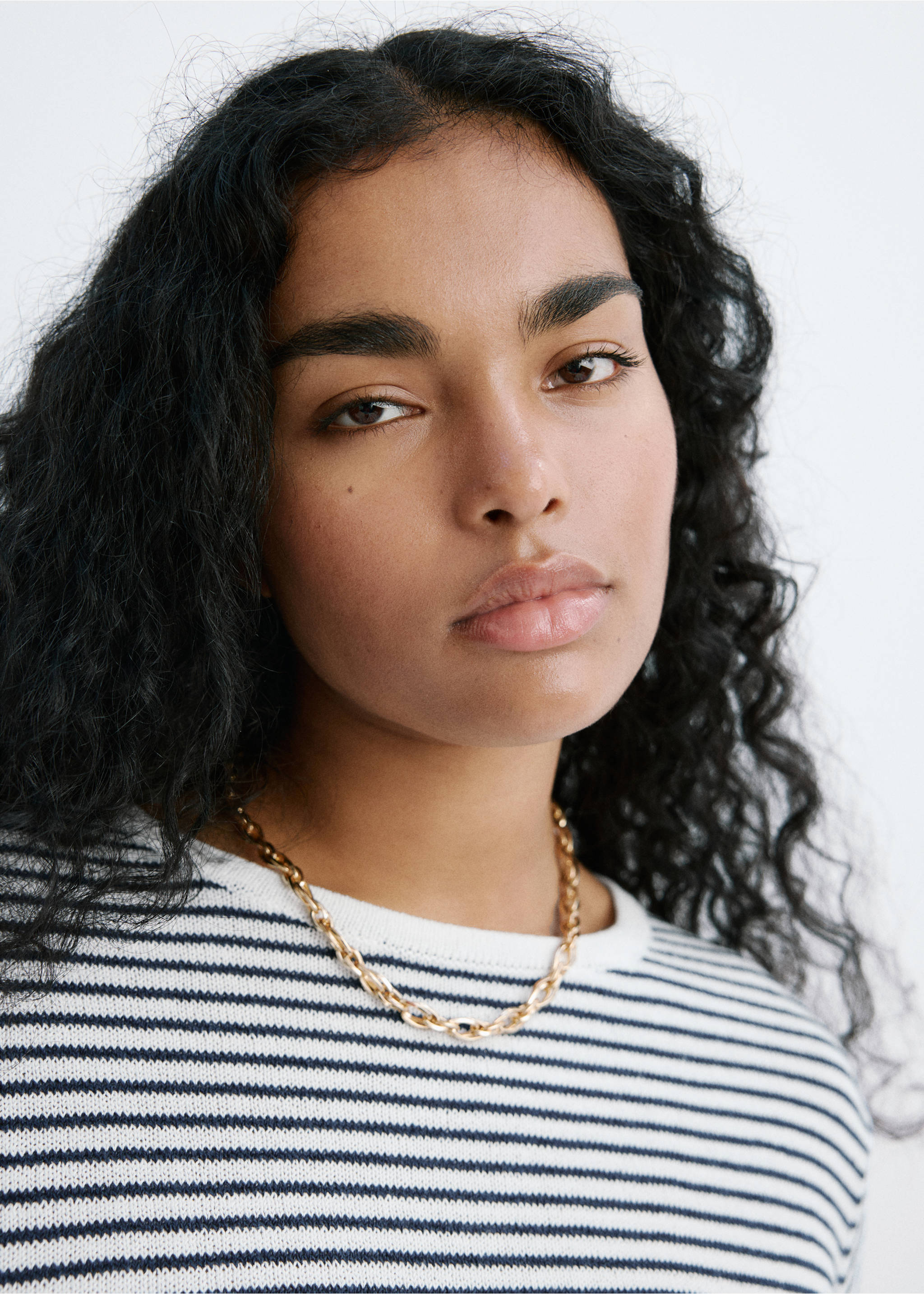 Knit striped sweater - Details of the article 4, Navy. Ref: 37021391-00.