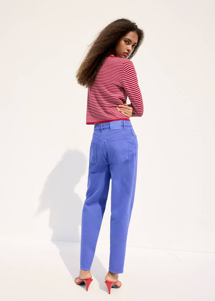 Knit striped sweater — Red