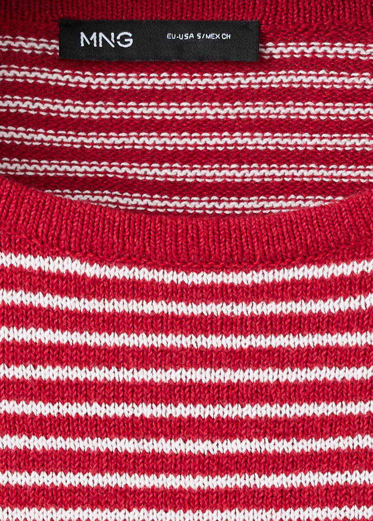 Knit striped sweater — Red