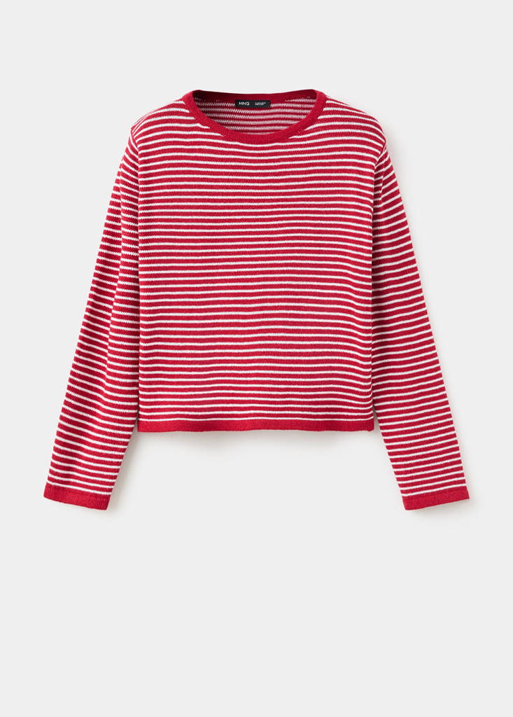 Knit striped sweater — Red