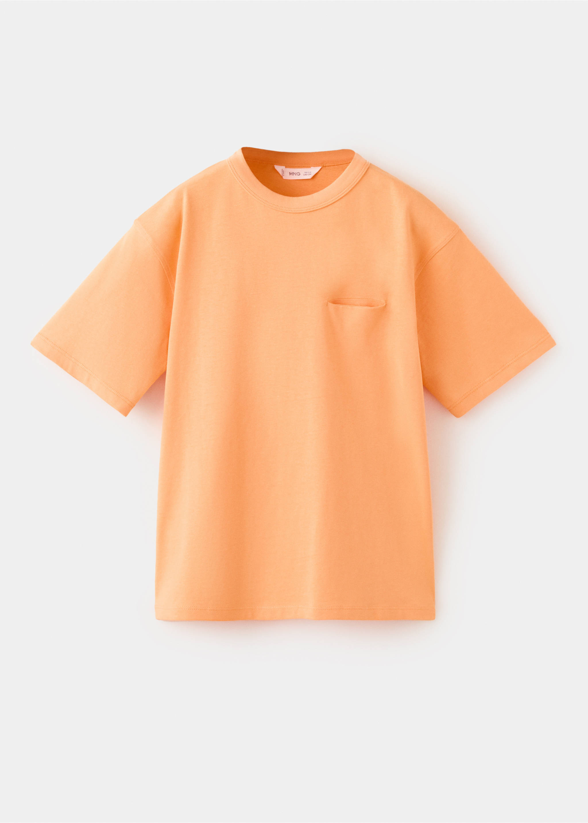 Cotton T-shirt with pocket detail - Article without model, Neon Orange. Ref: 37021400-00.
