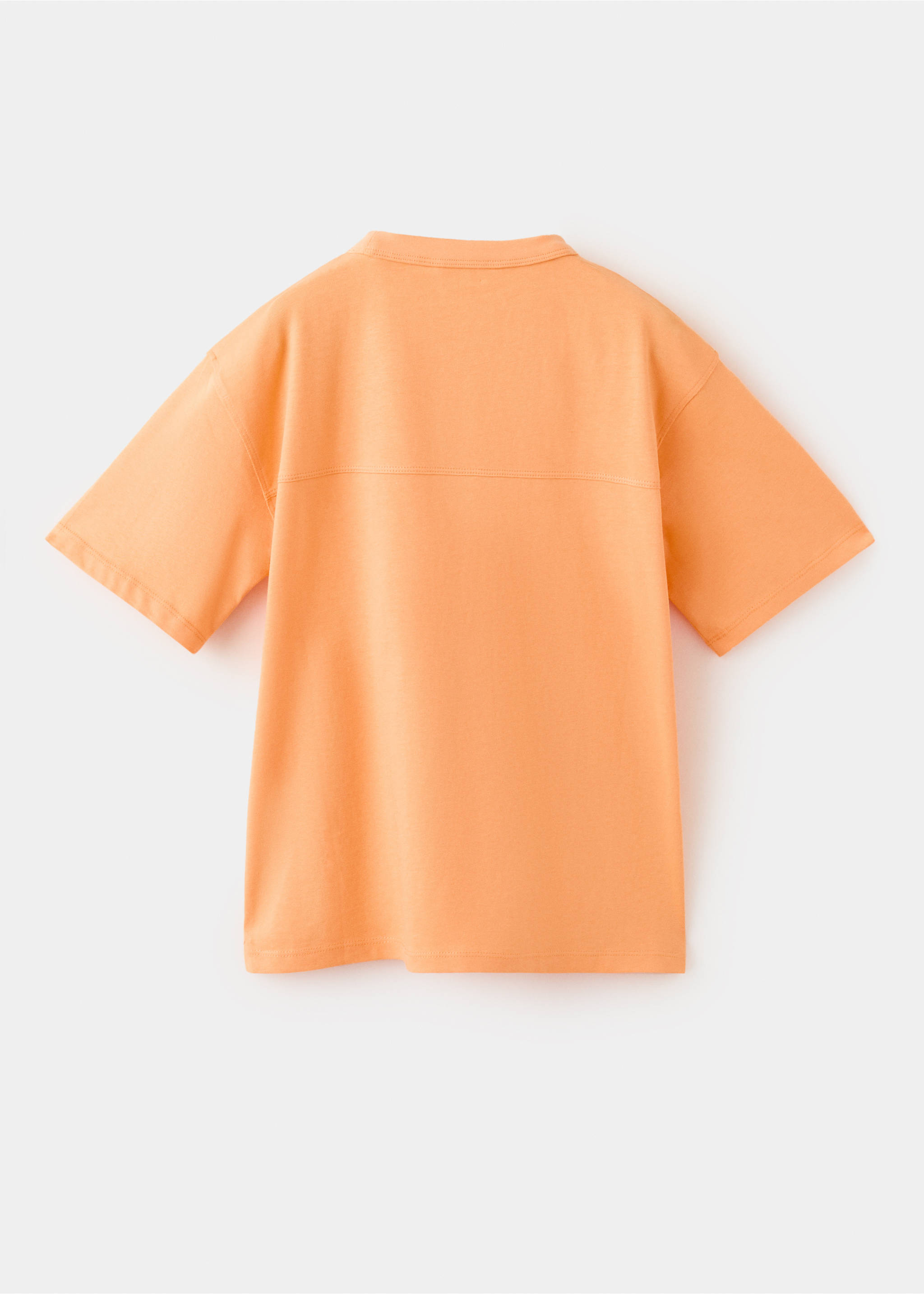Cotton T-shirt with pocket detail - Reverse of the article, Neon Orange. Ref: 37021400-00.