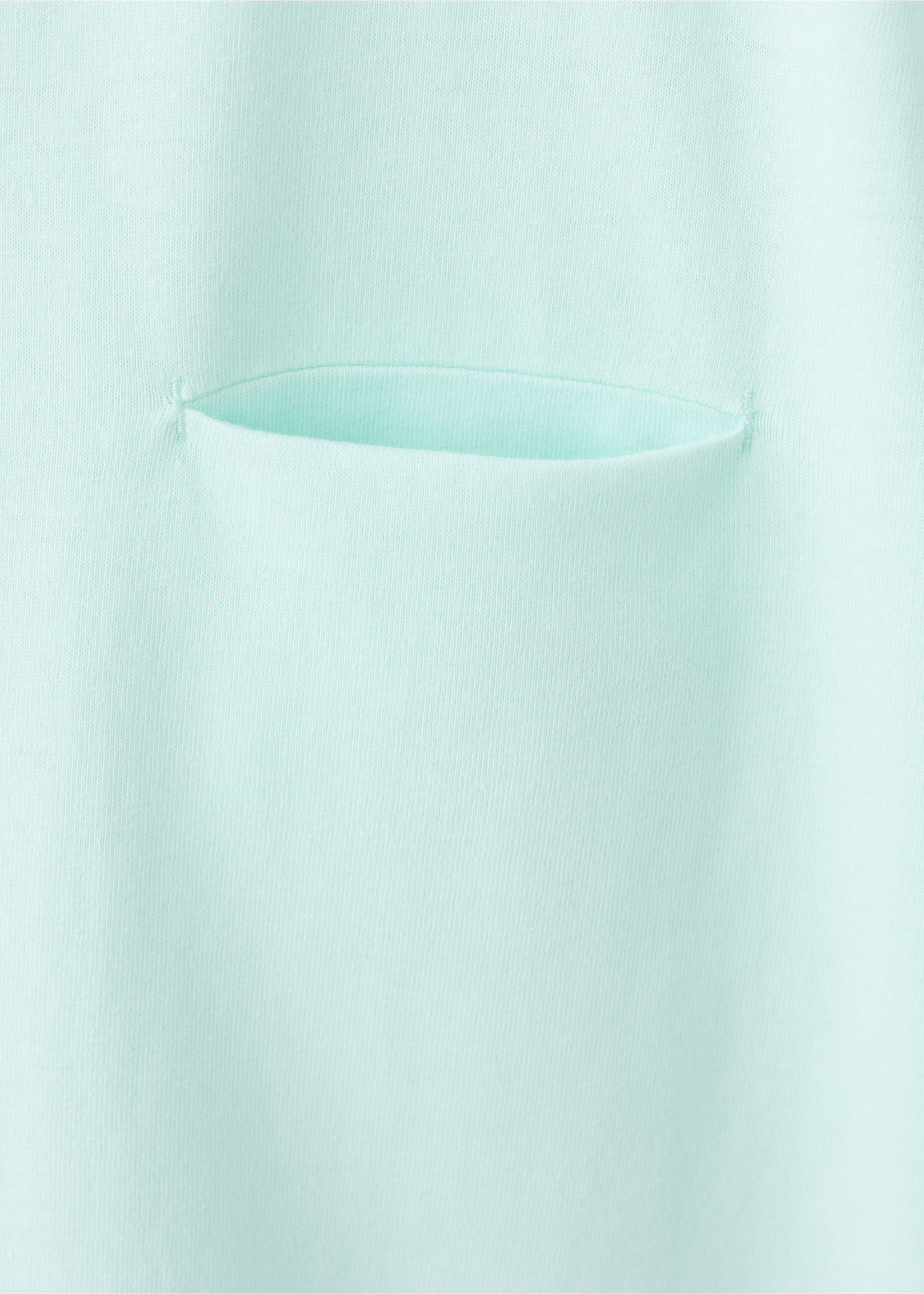Cotton T-shirt with pocket detail - Details of the article 8, Aqua Green. Ref: 37021400-00.