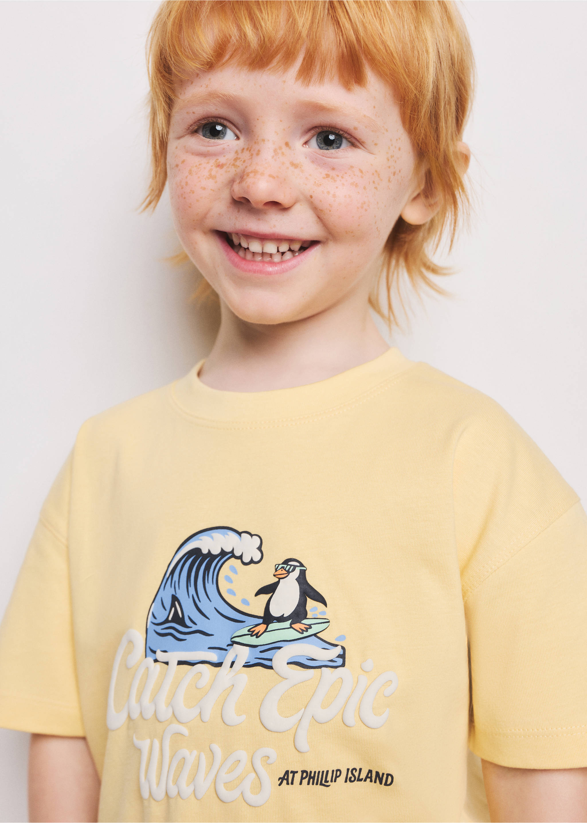 Printed cotton-blend t-shirt - Details of the article 1, Yellow. Ref: 37021401-00.