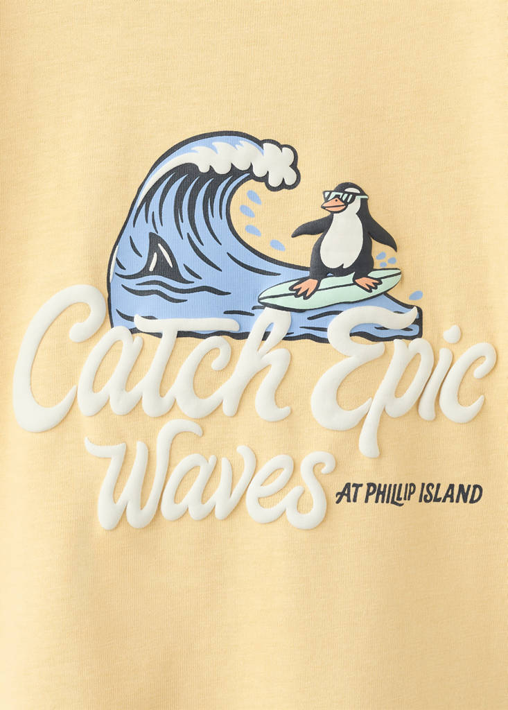 Printed cotton-blend t-shirt — Yellow