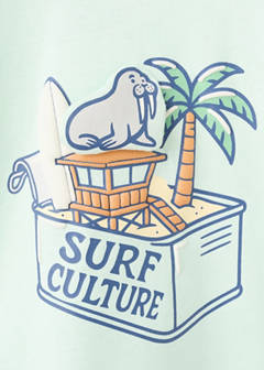 Cotton T-shirt with surf print — Aqua Green 8